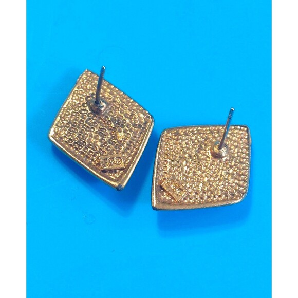 Signed rhinestone earrings marked SC - Picture 4 of 5